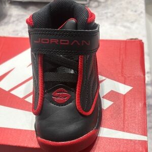 Jordan Kids Black and Red High-Top Sneakers